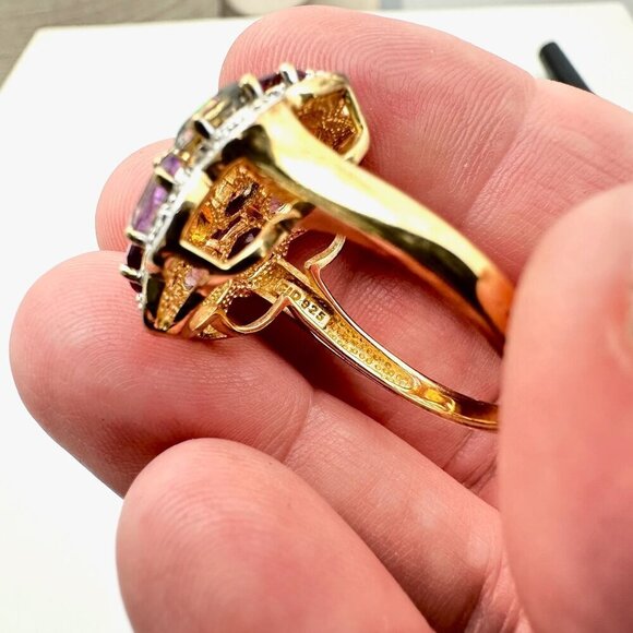 CID Clyde Duneier Womens Ring Sterling Silver Multi Gemstone Alexandrite Size 9 - Picture 9 of 10